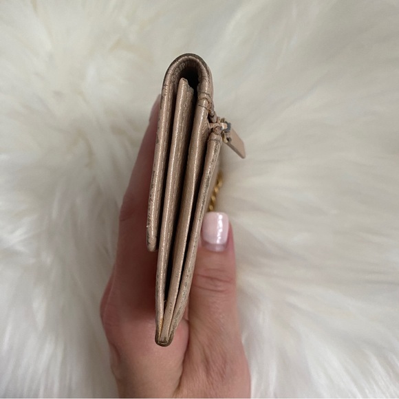 Vintage Chanel caviar small key card holder tan leather wallet with gold chain - Picture 11 of 13